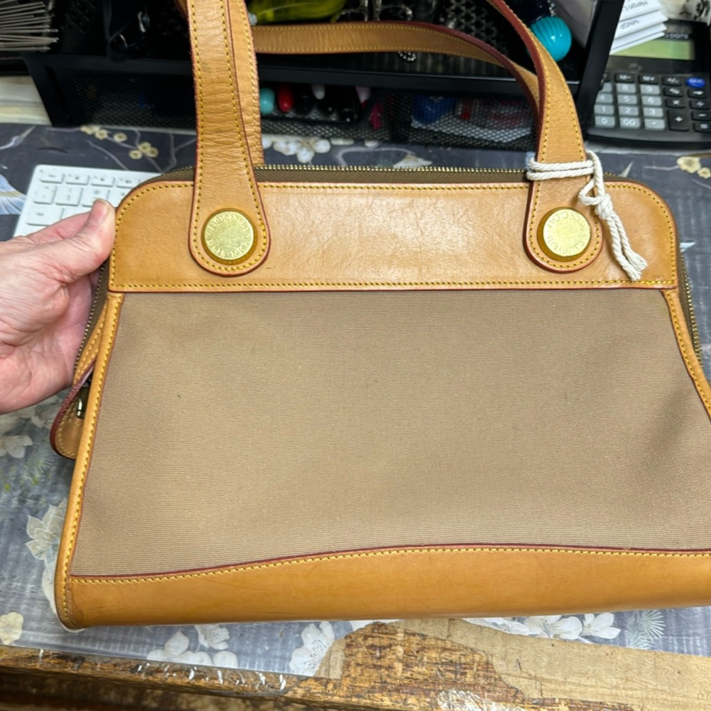 Tan Dooney and Burke leather and canvas bag